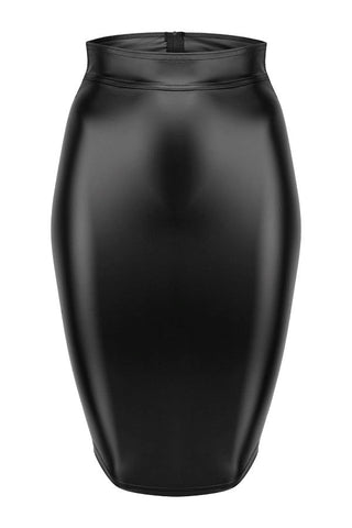 Noir Handmade Power Wetlook Pencil Skirt With Long Zipper Black Fetish Wear - Her Fetish