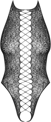 Obsessive Open Crotch Center Stitch Halter Womens Teddy with Multistretch Fabric - Teddies and Bodysuits
