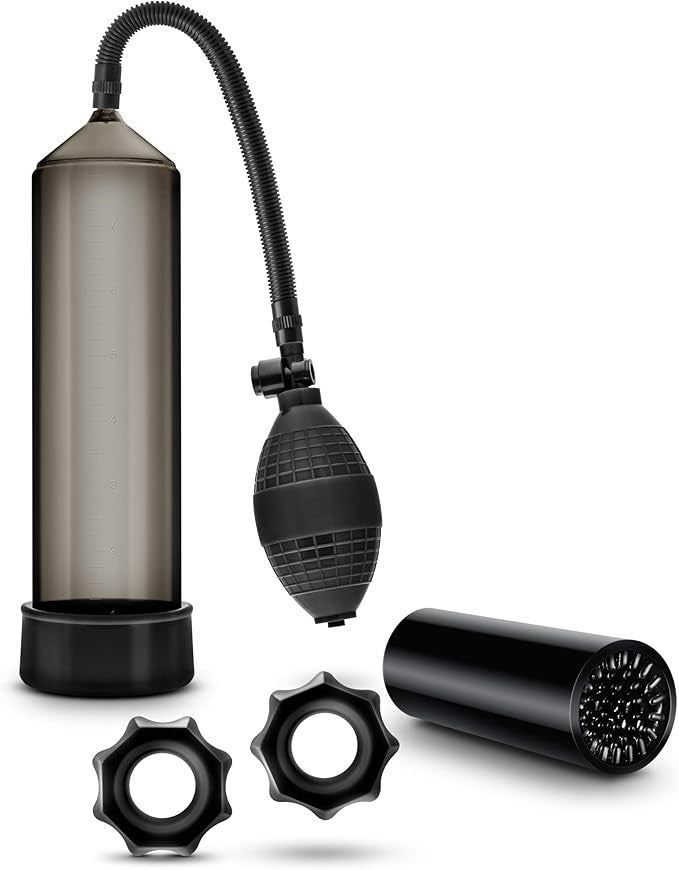 Blush Novelties Quickie Kit Thick Cock Penis Pump Set Black Complete Kit - - Penis Pumps And Stretchers