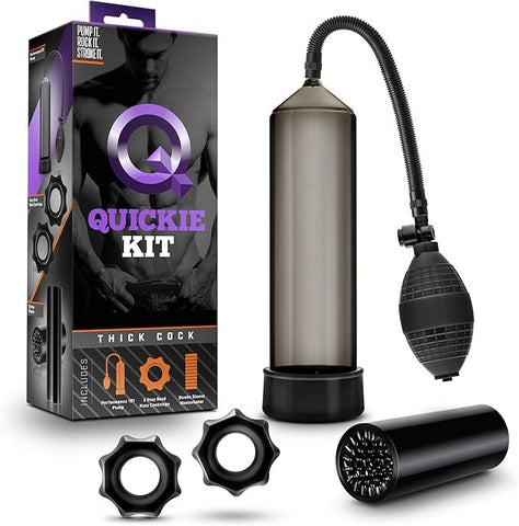 Blush Novelties Quickie Kit Thick Cock Penis Pump Set Black Complete Kit - Penis Pumps And Stretchers