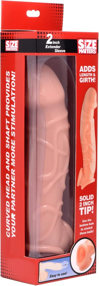XR Brands Size Matters Dick Extender Sleeve 2 Inch Flesh Penis Extension - - Pumps, Extenders and Sleeves