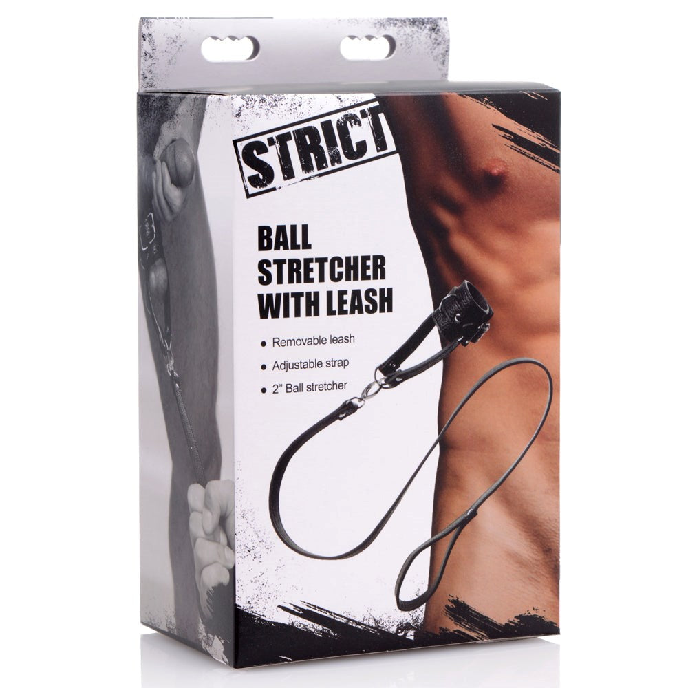 XR Brands Strict Adjustable Ball Stretcher With Leash Premium Control - - Ball and Cock Toys