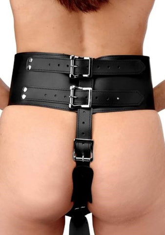 XR Brands Strict Forced Orgasm Wand Holder Bondage Belt with Adjustable Straps - Cuffs And Restraints