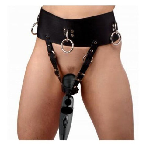 XR Brands Strict Forced Orgasm Wand Holder Bondage Belt with Adjustable Straps - Cuffs And Restraints