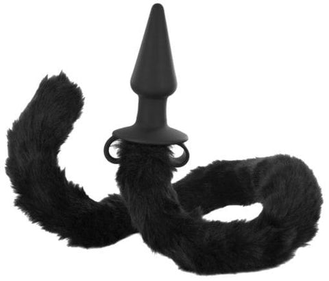 XR Brands Tailz Bad Kitty Silicone Cat Tail Anal Plug with Synthetic Fur - Butt Plugs
