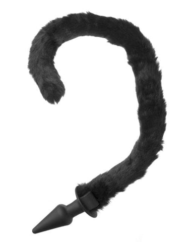 XR Brands Tailz Bad Kitty Silicone Cat Tail Anal Plug with Synthetic Fur - Butt Plugs