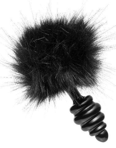 XR Brands Tailz Black Bunny Tail Anal Plug with Temperature Play Feature - Butt Plugs