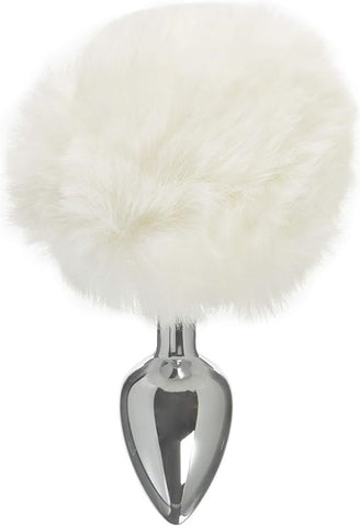 XR Brands Tailz Seme Flexible White Bunny Tail Anal Plug Semi Flexible TPR - Butt Plugs