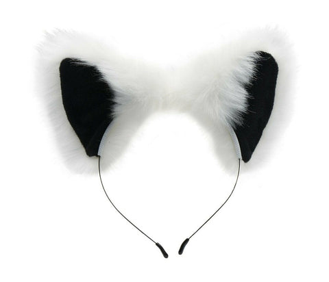 XR Brands Tailz White Fox Tail Anal Plug and Ears Set with Weighted Core - Butt Plugs
