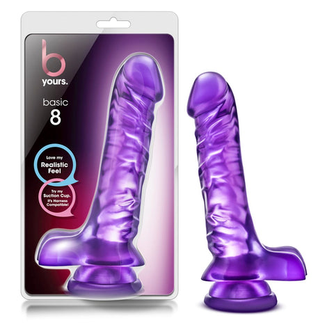 Blush Novelties B Yours Basic 8 Realistic Suction Cup Dildo with Harness - Realistic Dildos
