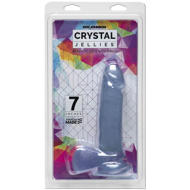 Doc Johnson Crystal Jellies 7 inch Realistic Cock With Balls Dildo - - Realistic Dildos