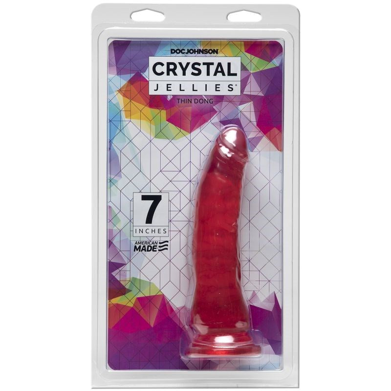 Doc Johnson Crystal Jellies 7 Inch Thin Suction Cup Realistic Dong with Texture - - Realistic Dildos