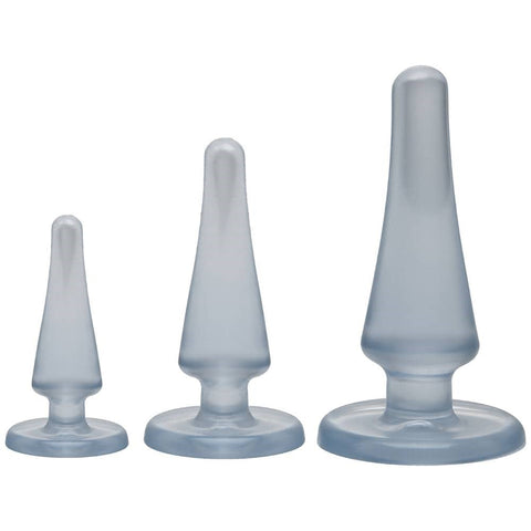 Doc Johnson Crystal Jellies Anal Initiation Butt Plug Kit 3 Size Training - Butt Plugs