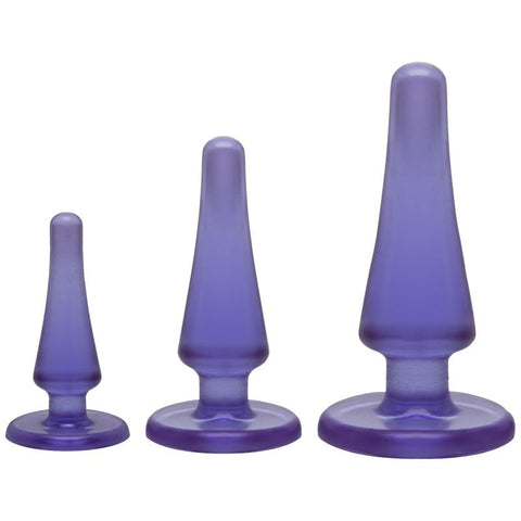 Doc Johnson Crystal Jellies Anal Initiation Butt Plug Kit 3 Size Training - Butt Plugs