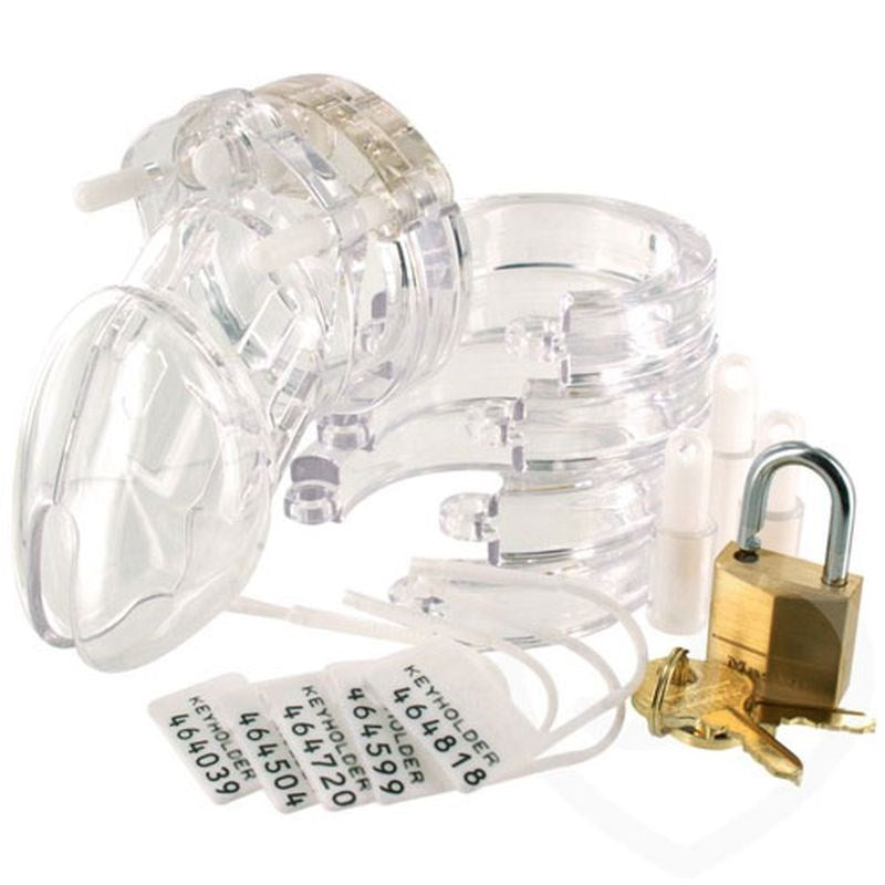 Doc Johnson Daytona Bondage Male Chastity Kit with Lock and Multiple Rings - Male Chastity