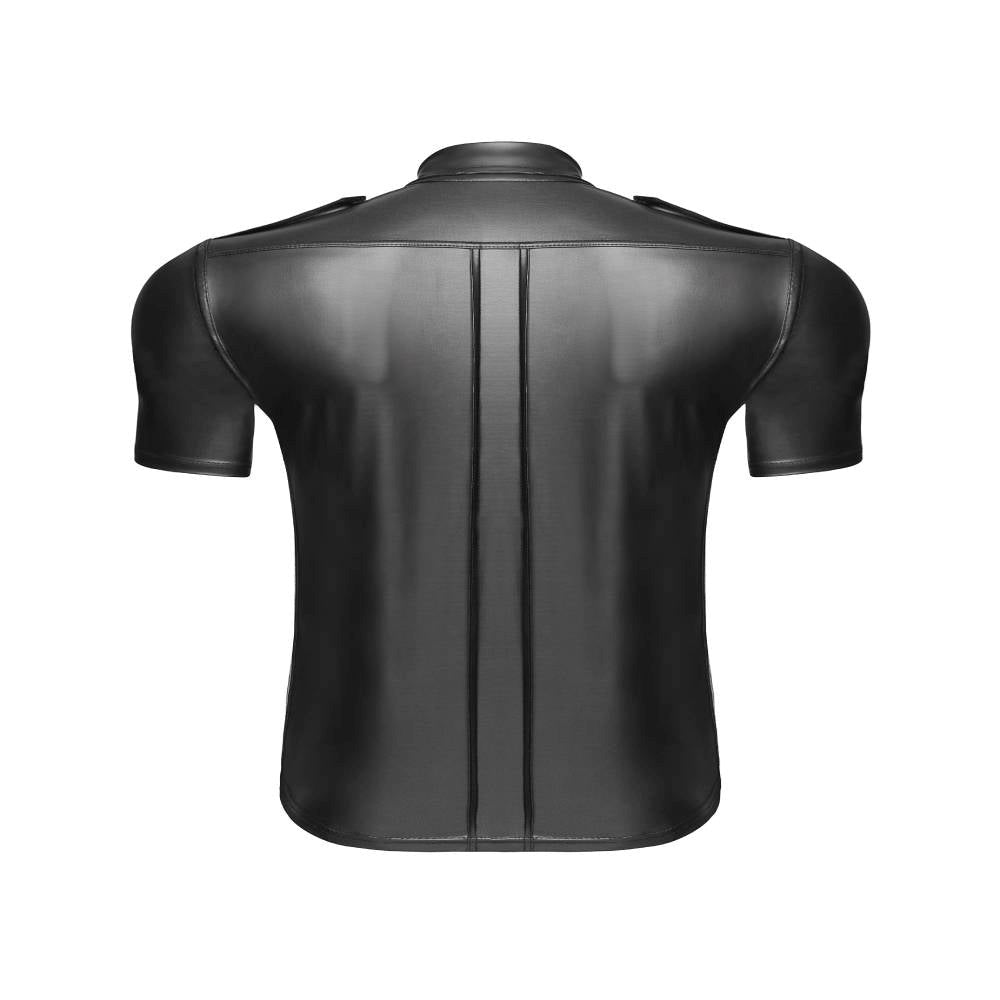 Noir Handmade Mens Wetlook Shirt With Front Pockets for Intimate Appeal - His Fetish
