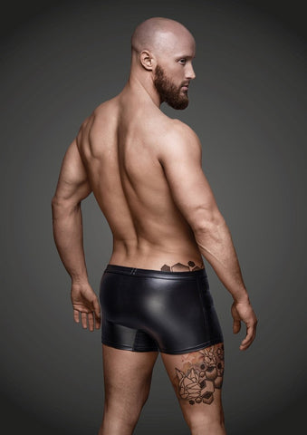 Noir Handmade Mens Sexy Shorts With Hot Details and Strategic Seams - His Fetish