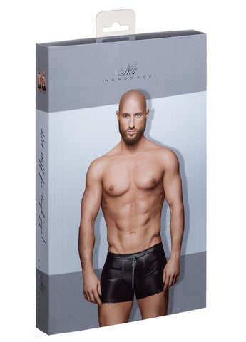 Noir Handmade Mens Sexy Shorts With Hot Details and Strategic Seams - His Fetish