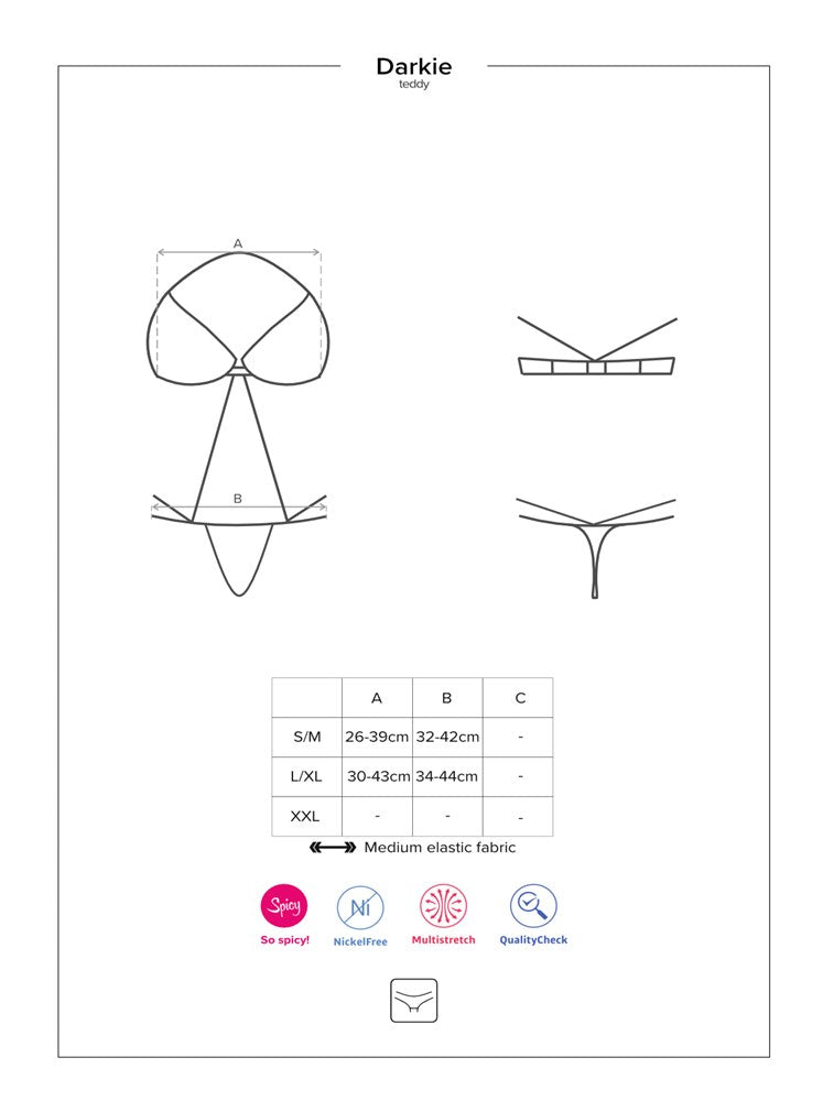 Obsessive Darkie Crotchless Womens Teddy with Convertible Strap Design - - Teddies and Bodysuits