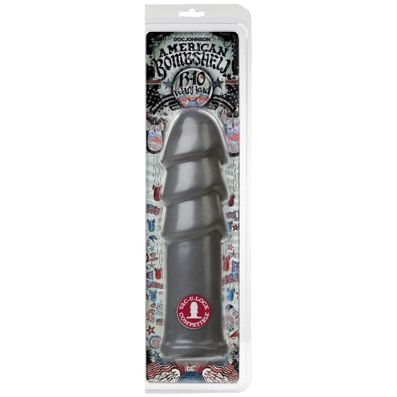 Doc Johnson American Bombshell B 10 Warhead 10in Anal Dildo Gun Metal Rippled Head - Anal Dildos