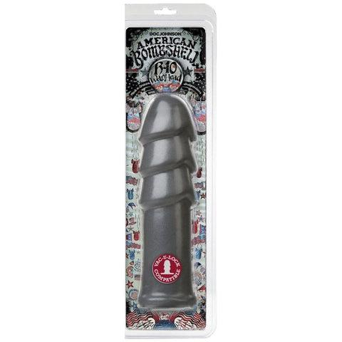 Doc Johnson American Bombshell B 10 Warhead 10in Anal Dildo Gun Metal Rippled Head - Anal Dildos