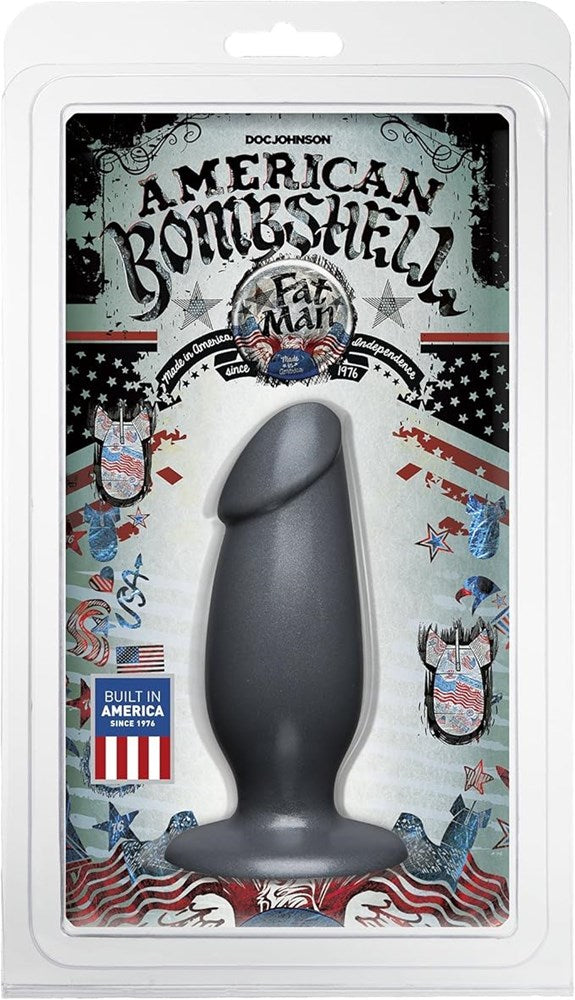 Doc Johnson American Bombshell Fat Man Anal Plug Gun Metal Wide Base Design - Butt Plugs