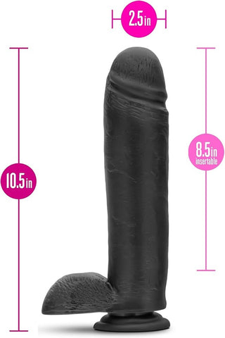 Blush Novelties Au Naturel Bold Huge Suction Cup Realistic Dildo Black 10.5 Inch - Realistic Dildos
