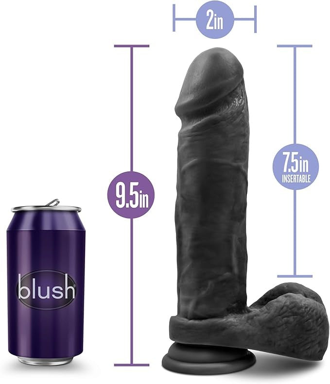Blush Novelties Au Naturel Bold Massive Realistic Dildo With Balls Black 9 Inch - - Realistic Dildos