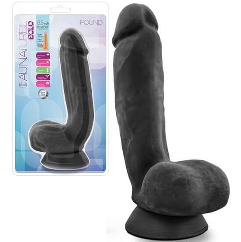 Blush Novelties Au Naturel Bold Pound Realistic Dildo Black 8.5 Inch Dual Density - Realistic Dildos