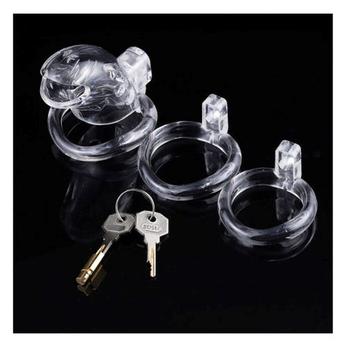 Brutus Shark Male Chastity Cage Clear with Integrated Lock System - - Male Chastity