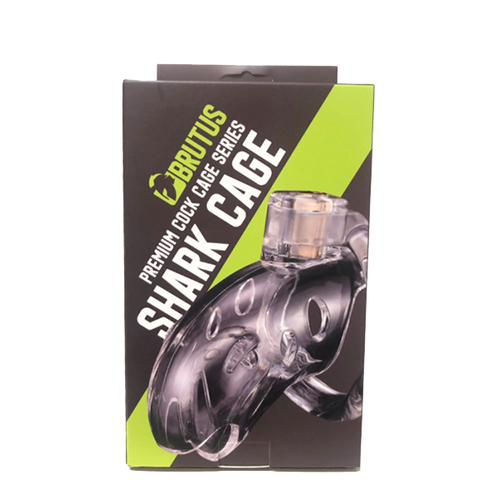 Brutus Shark Male Chastity Cage Clear with Integrated Lock System - - Male Chastity
