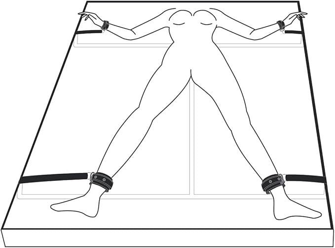 Fetish Collection Under Mattress Restraint Set with Foam Lined Cuffs - - Cuffs And Restraints