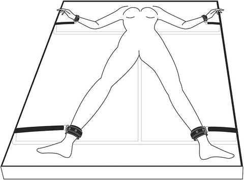 Fetish Collection Under Mattress Restraint Set with Foam Lined Cuffs - Cuffs And Restraints