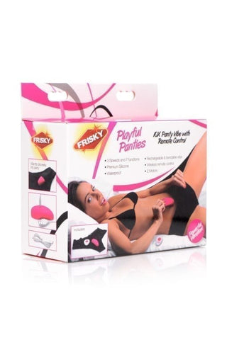 XR Brands Frisky Playful Panties 10 Function Panty Vibrator with Remote Control - Remote Control Vibrators
