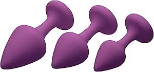 XR Brands Frisky Purple Pleasures Silicone Anal Plugs 3 Piece Training Set - Butt Plugs