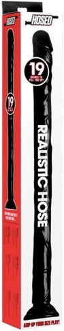 XR Brands Hosed Realistic Hose Big Black Anal Dildo 19 Inch Suction Cup - Anal Dildos