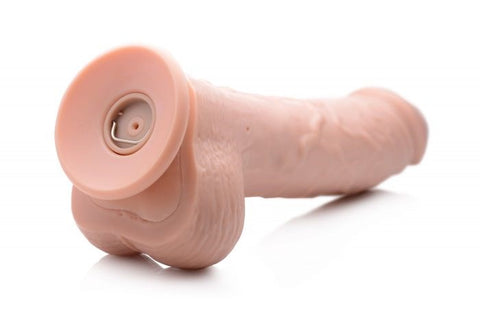 XR Brands Loadz Dual Density Squirting Dildo Light Skin Tone With Remote 8.5 Inch - Vibrating Dildos