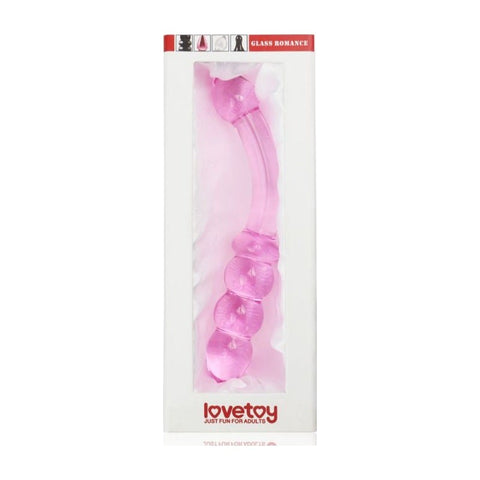 Lovetoy Glass Romance 10 Glass Dildo 7 inch Pink Premium Glass Design - Glass Sex Toys