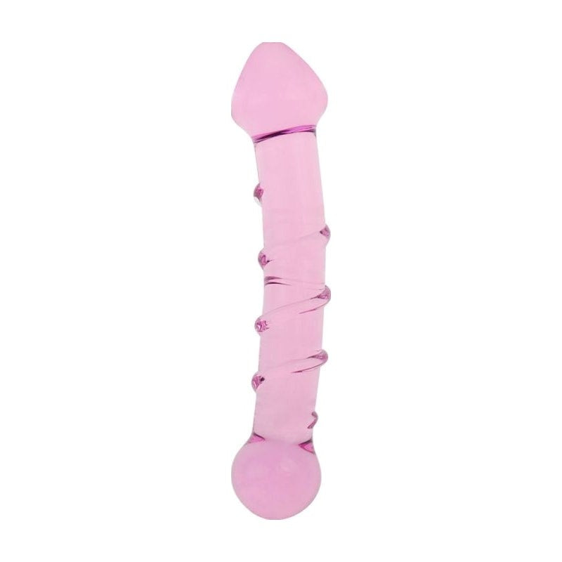 Lovetoy Glass Romance 5 Glass Dong 7 Inch Pink Premium Temperature Play - - Glass Sex Toys