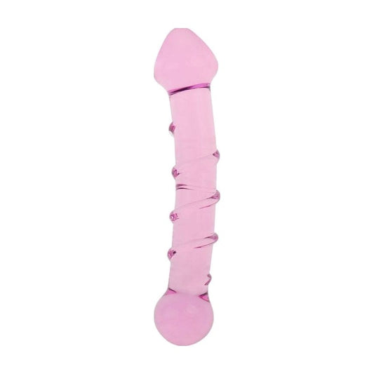 Lovetoy Glass Romance 5 Glass Dong 7 Inch Pink Premium Temperature Play - - Glass Sex Toys