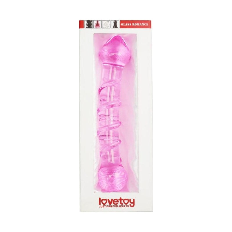 Lovetoy Glass Romance 5 Glass Dong 7 Inch Pink Premium Temperature Play - - Glass Sex Toys