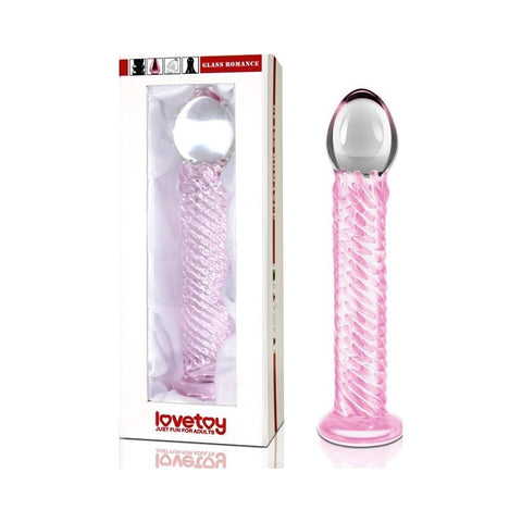 Lovetoy Glass Romance 7 Realistic Glass Dildo 7.5 Inch Pink Temperature Play - Glass Sex Toys