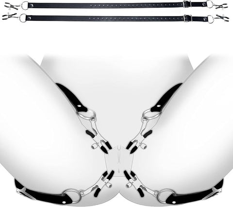 XR Brands Master Series Labia Spreader Straps with Clamps Adjustable - Pussy And Clit Toys