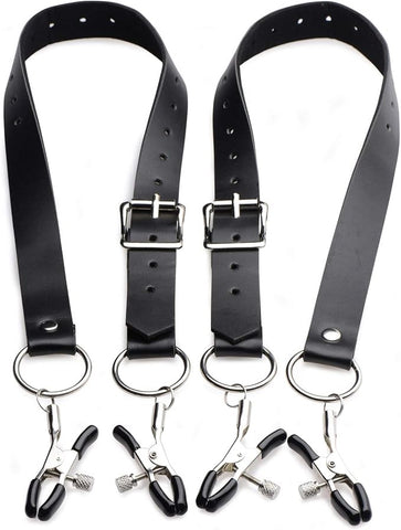 XR Brands Master Series Labia Spreader Straps with Clamps Adjustable - Pussy And Clit Toys