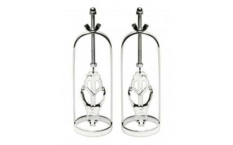 XR Brands Master Series Stainless Steel Clover Clamp Nipple Stretcher Set - Nipple and Clit Clamps