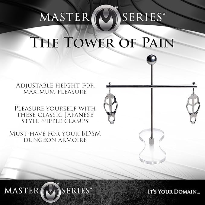 XR Brands Master Series The Tower of Pain Nipple Clamps Adjustable Tower - - Nipple and Clit Clamps
