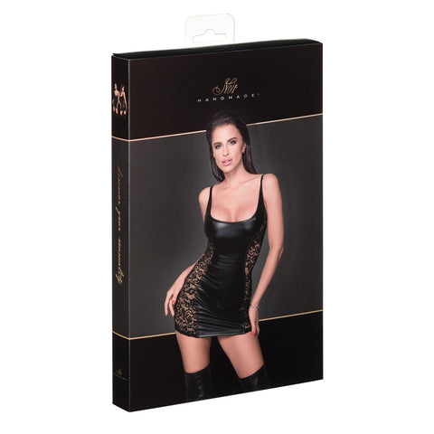 Noir Handmade Power Wetlook Dress With Lace Inserts Bold Seductive Style - Her Fetish