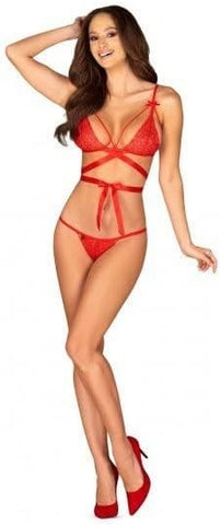 Obsessive Lovlea Bra and Panty Set Red with Adjustable Comfort Design - Bras and Bra Sets