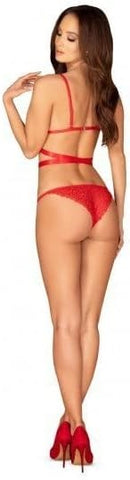 Obsessive Lovlea Bra and Panty Set Red with Adjustable Comfort Design - Bras and Bra Sets