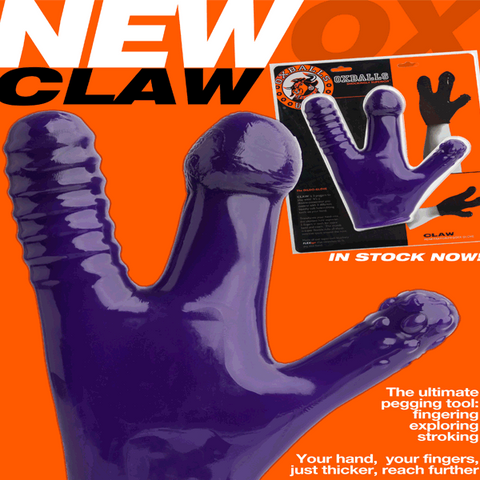 OxBalls Claw Glove Squishy Soft Dildo Black Three Finger Penetration Sex Toy - Realistic Dildos